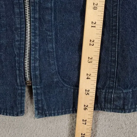 Vintage Riverchase Denim Vest Womens 20 Collared Plaid Collar Heart Zipper - Picture 4 of 11